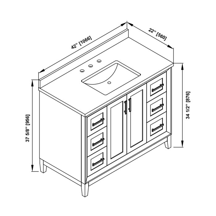Lark Manor Annalize 42'' Single Bathroom Vanity with Engineered Marble